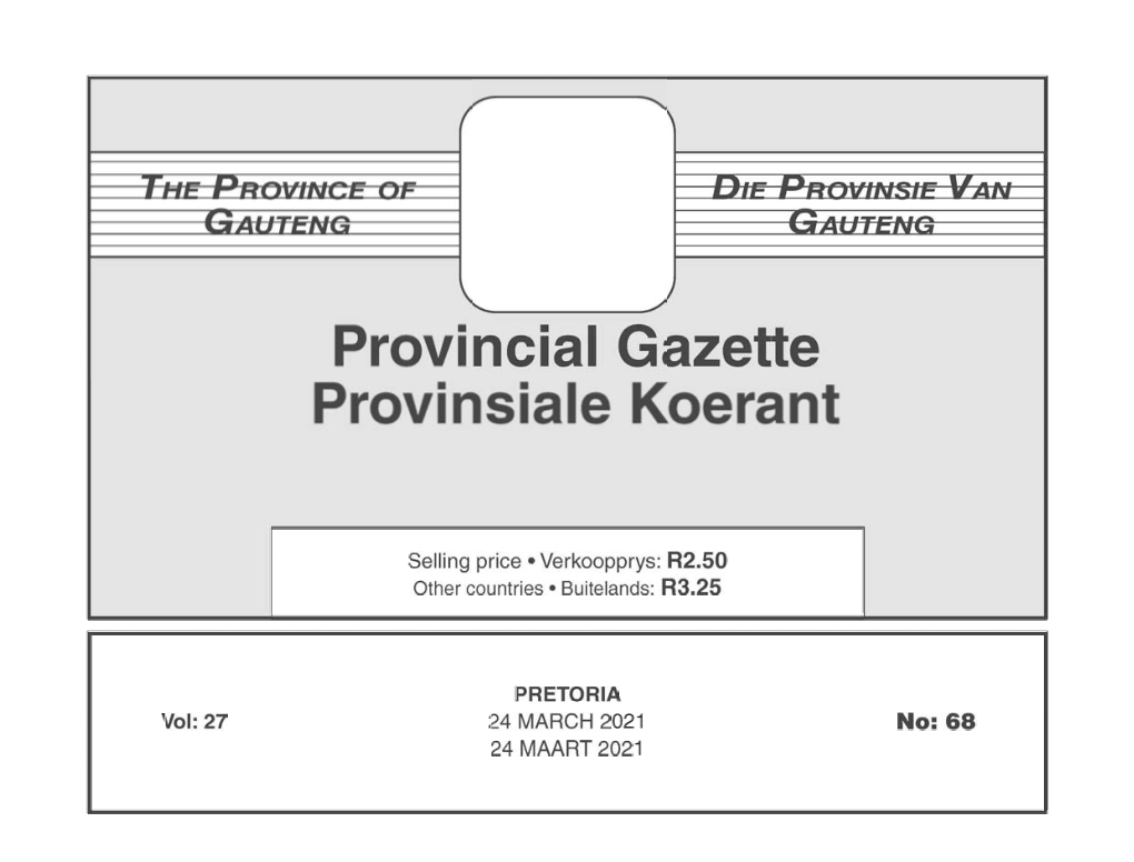 Provincial Gazette Provinsiale Koerant