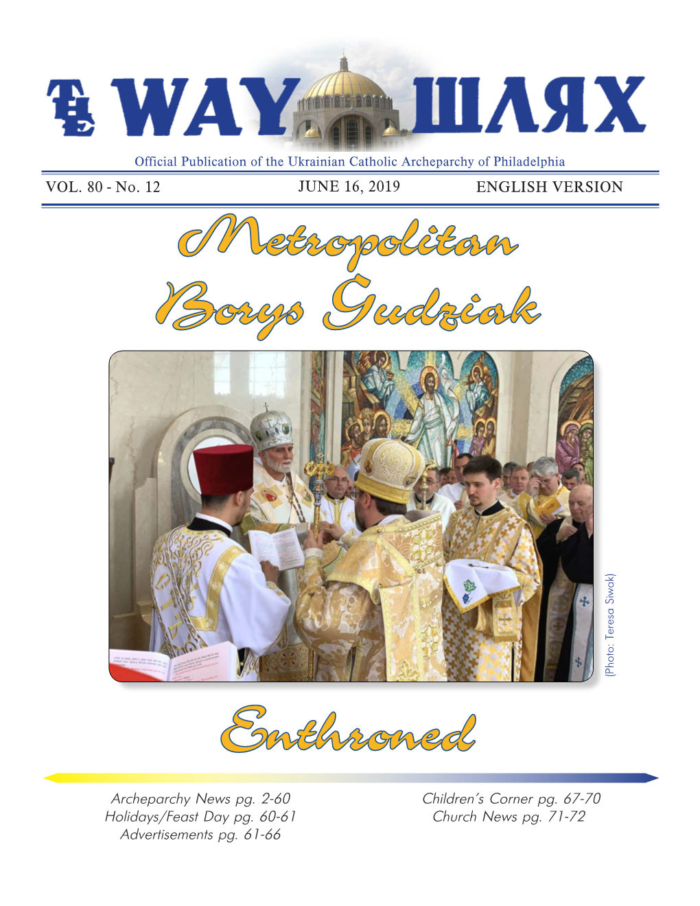 Metropolitan Borys Gudziak Enthroned