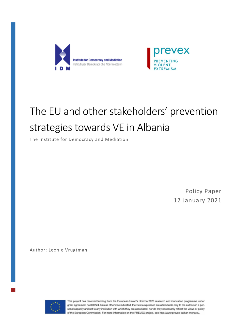 PREVEX Policy Paper on PCVE in Albania