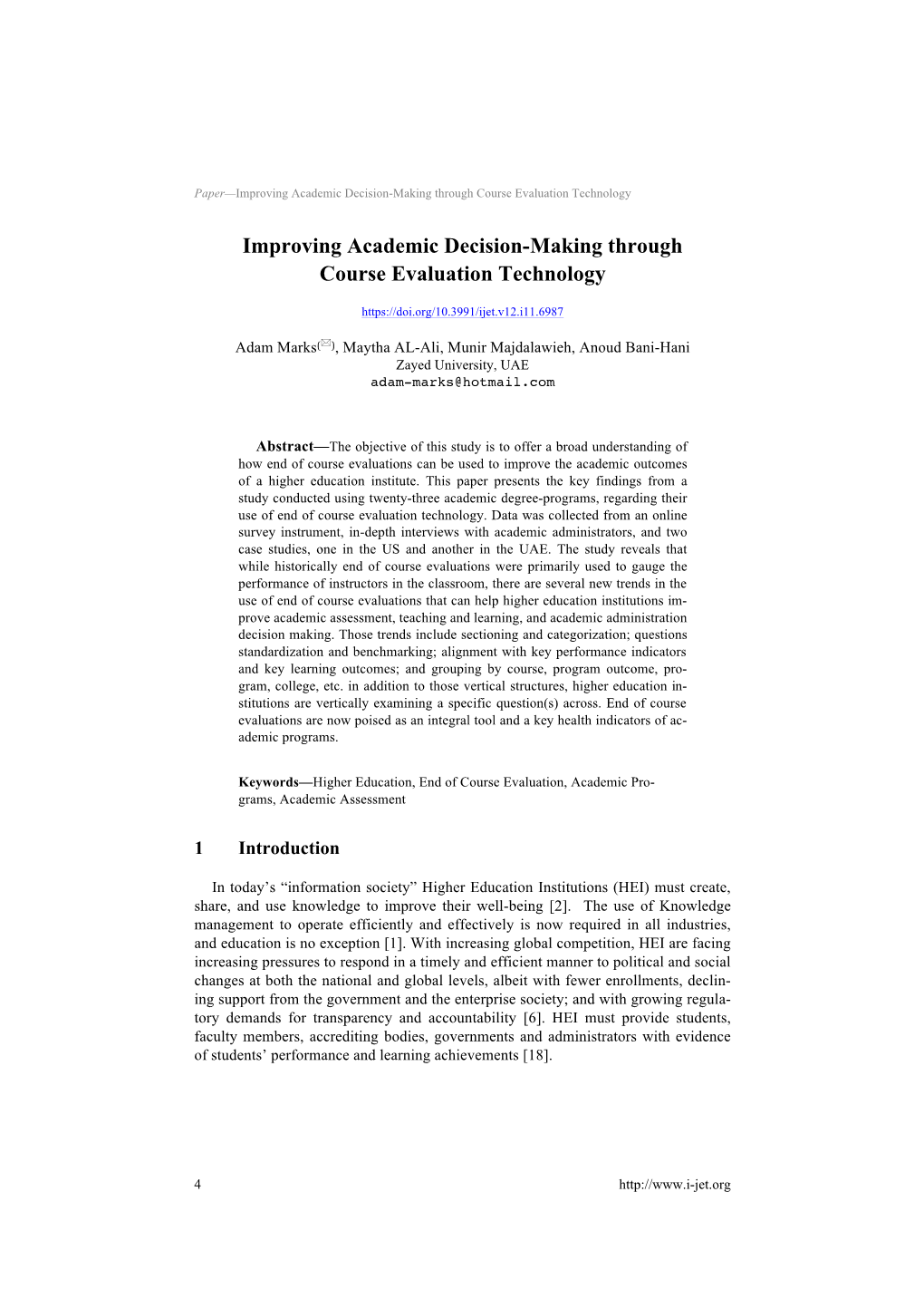 Improving Academic Decision-Making Through Course Evaluation Technology