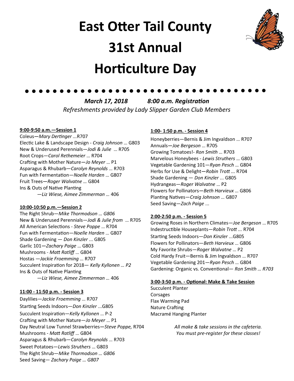 East Otter Tail County 31St Annual Horticulture Day