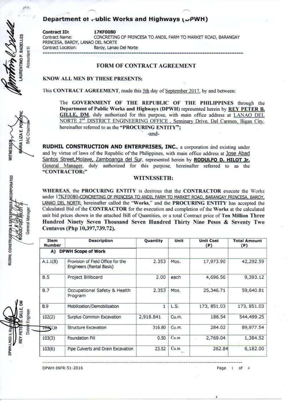 Department Ot . Ublic Works and Highways ^PWH) -And- Santos