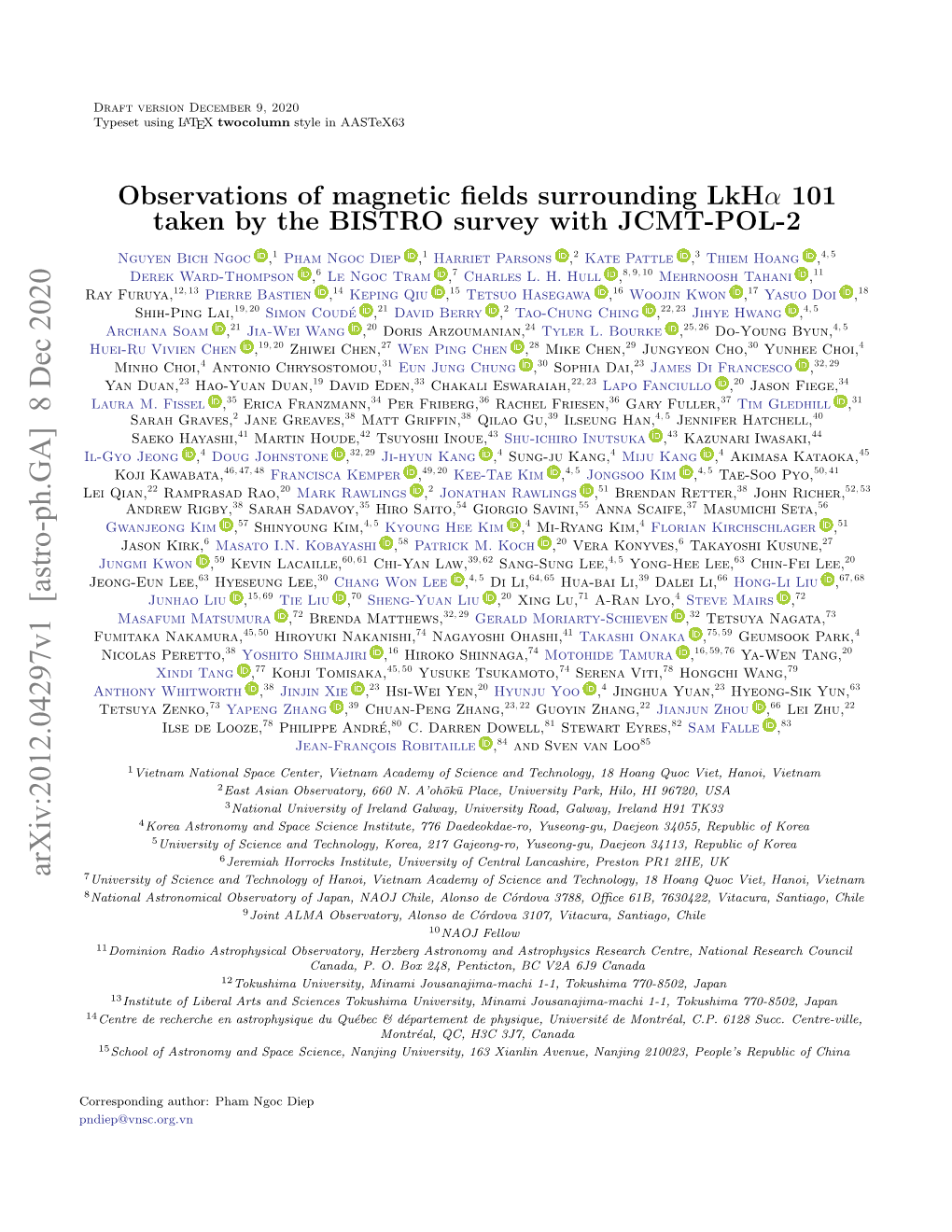 Observations of Magnetic Fields Surrounding Lkhα 101 Taken by the BISTRO Survey with JCMT-POL-2