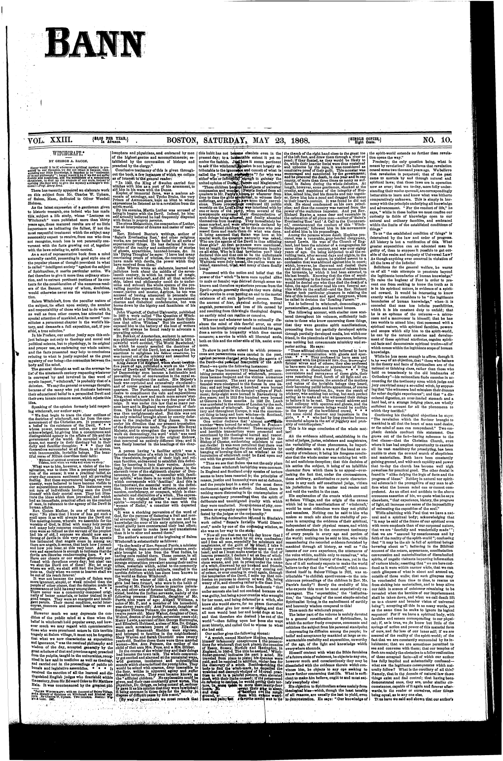 Banner of Light V23 N10 23 May 1868