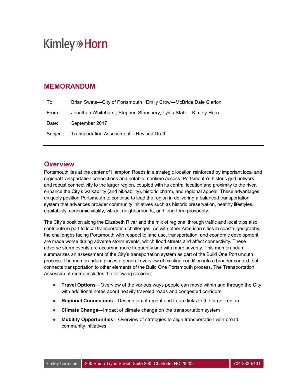 Portsmouth Transportation Memorandum (PDF)