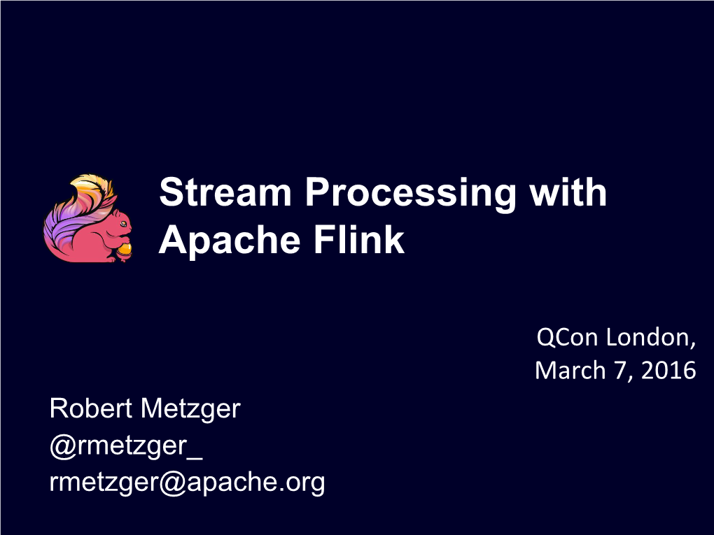 Stream Processing with Apache Flink