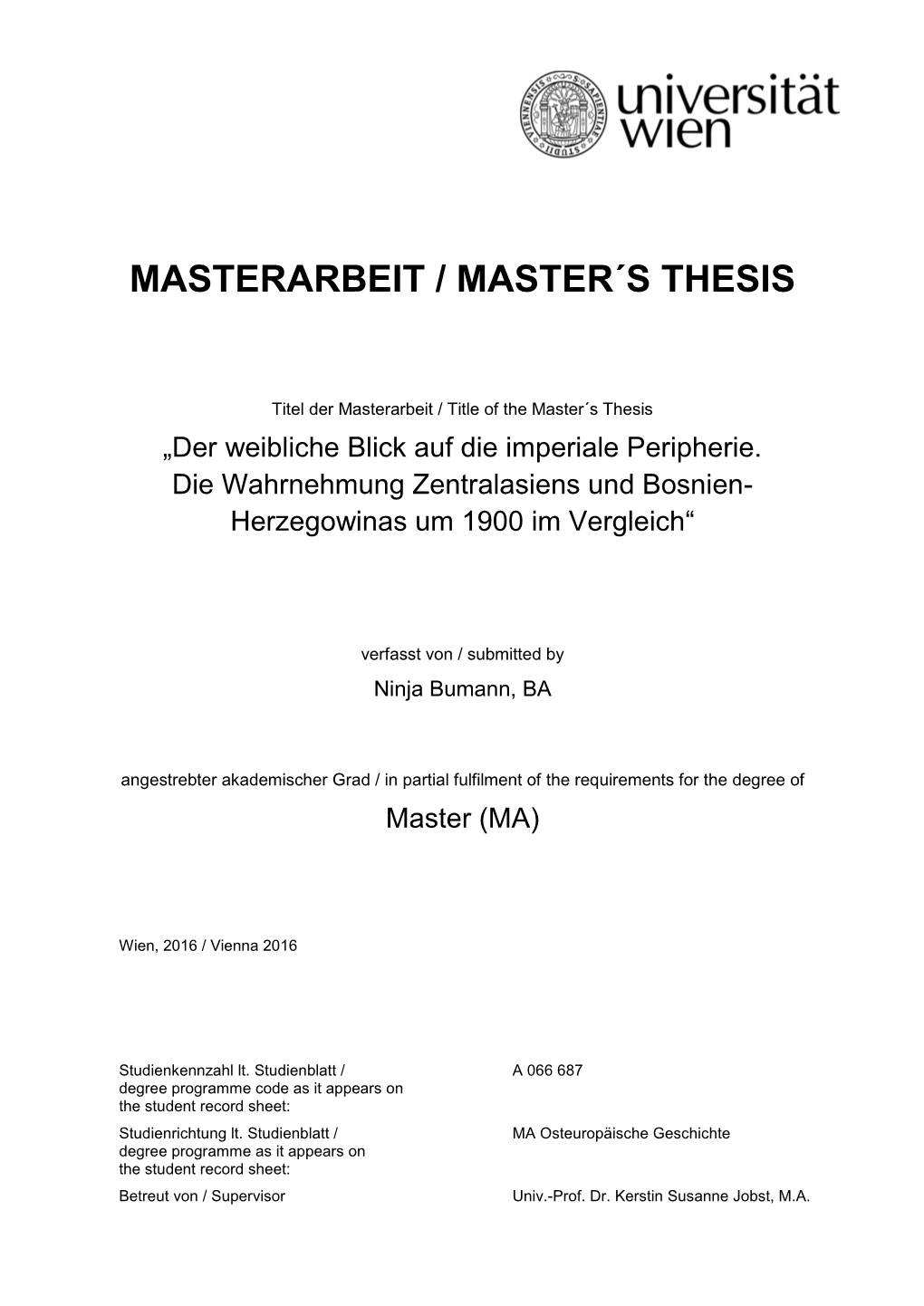 Masterarbeit / Master´S Thesis