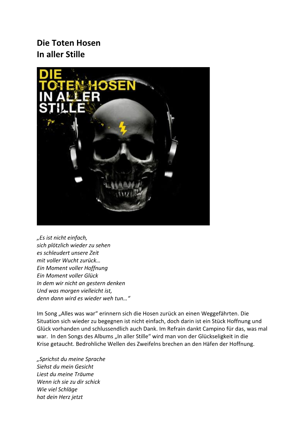 Die Toten Hosen in Aller Stille