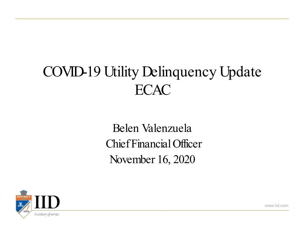 Deliquency COVID19 Impacts Week of Nov 5 2020- ECAC