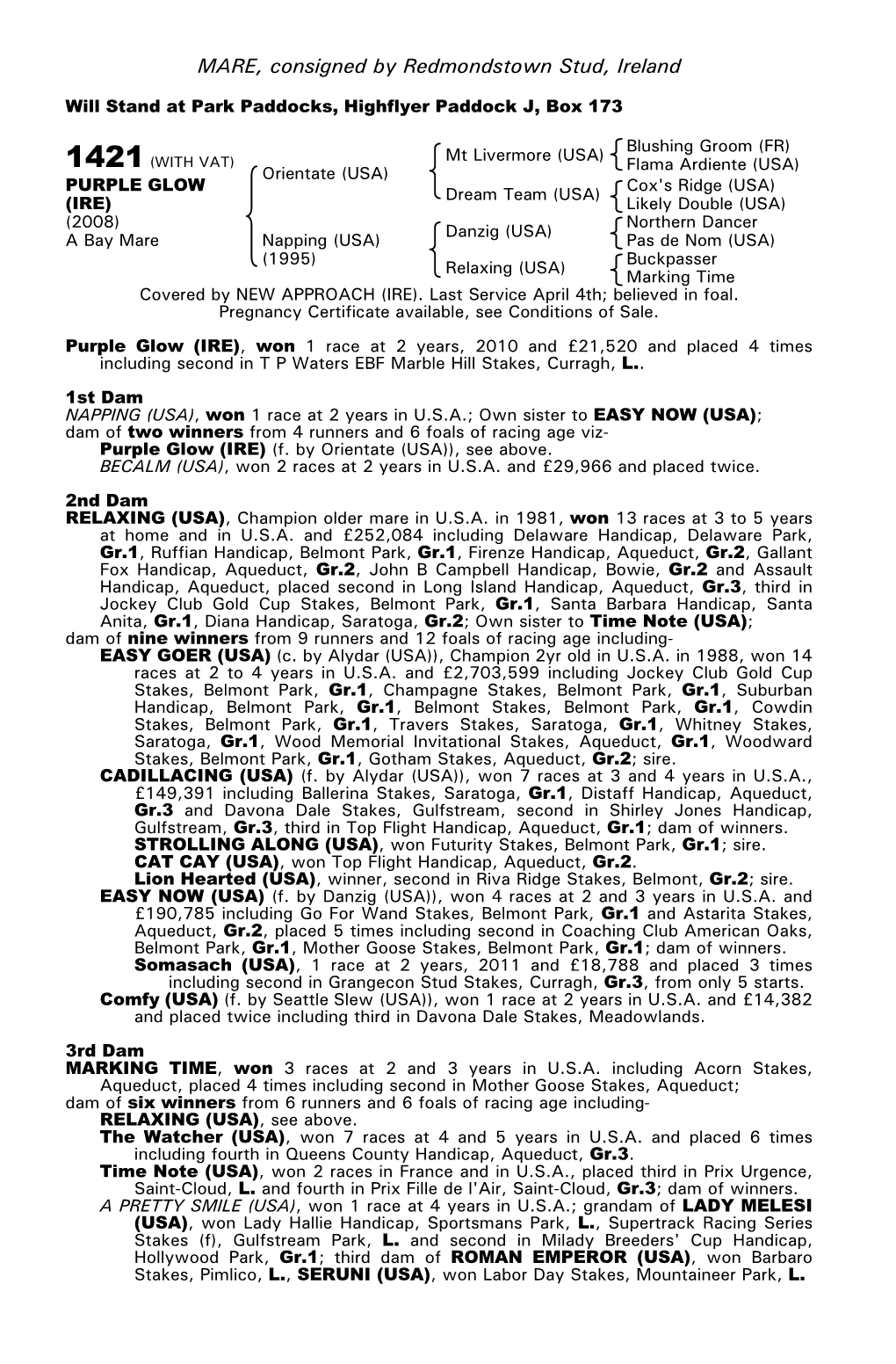 MARE, Consigned by Redmondstown Stud, Ireland