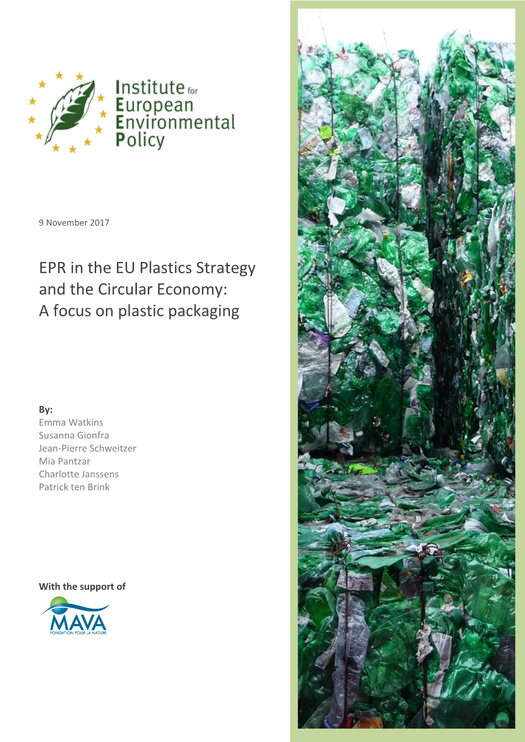 EPR in the EU Plastics Strategy and the Circular Economy: a Focus on Plastic Packaging