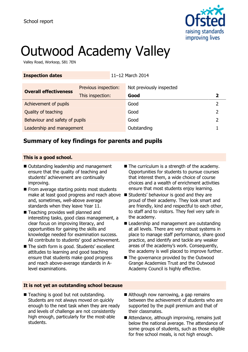Outwood Academy Valley Valley Road, Worksop, S81 7EN
