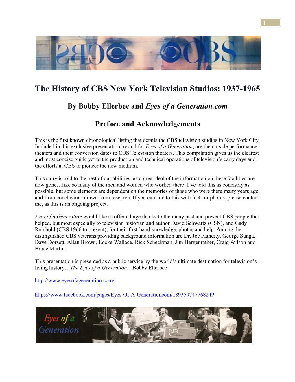 The History of CBS New York Television Studios: 1937-1965