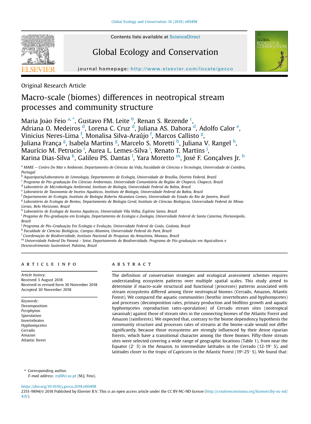 Biomes) Differences in Neotropical Stream Processes and Community Structure