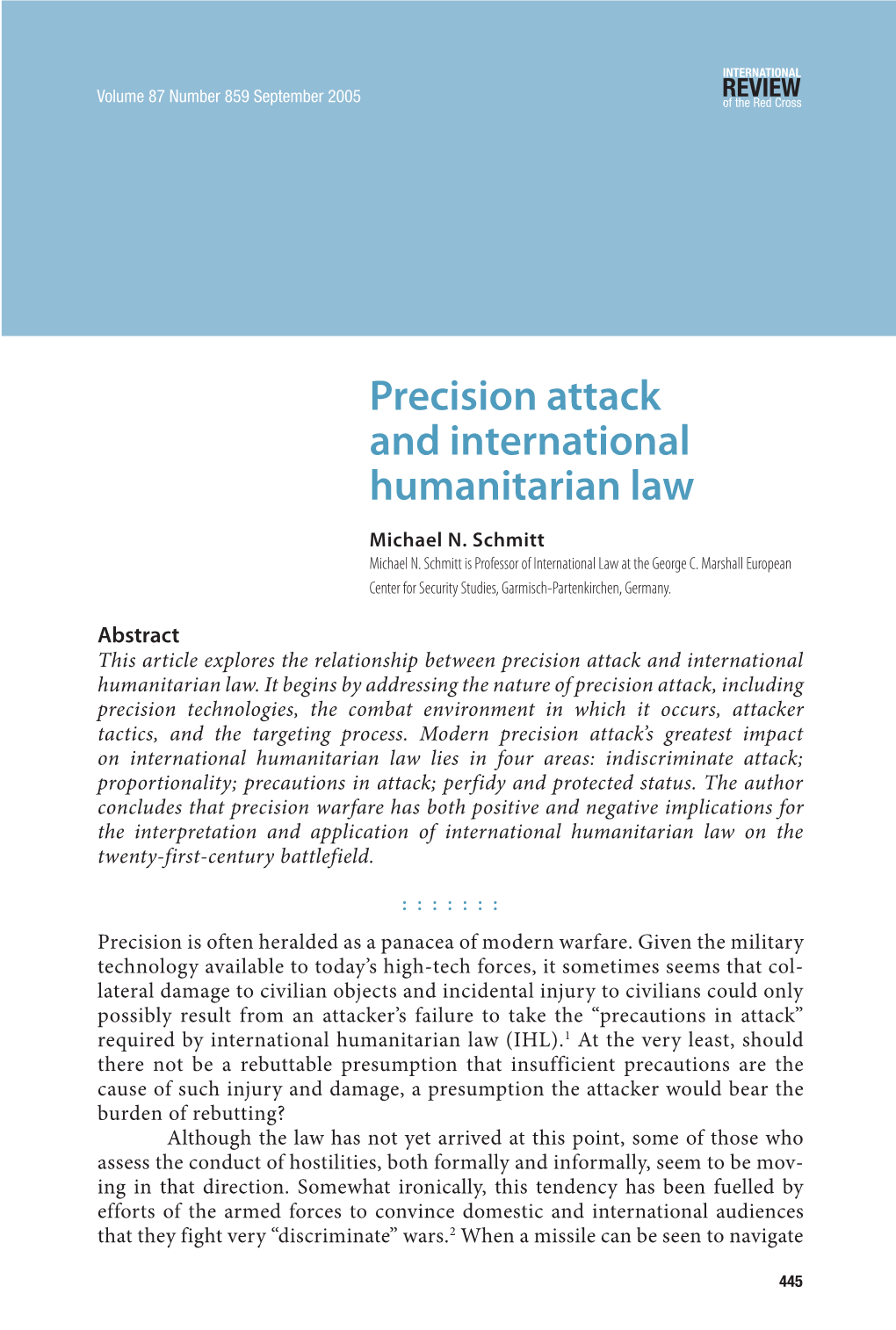 Precision Attack and International Humanitarian Law