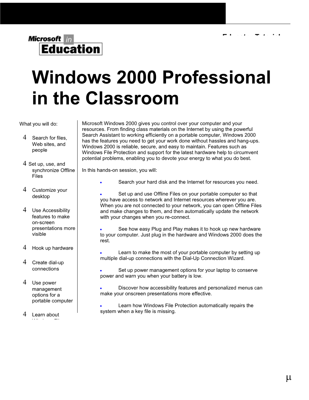 Windows 2000 Professional in the Classroom