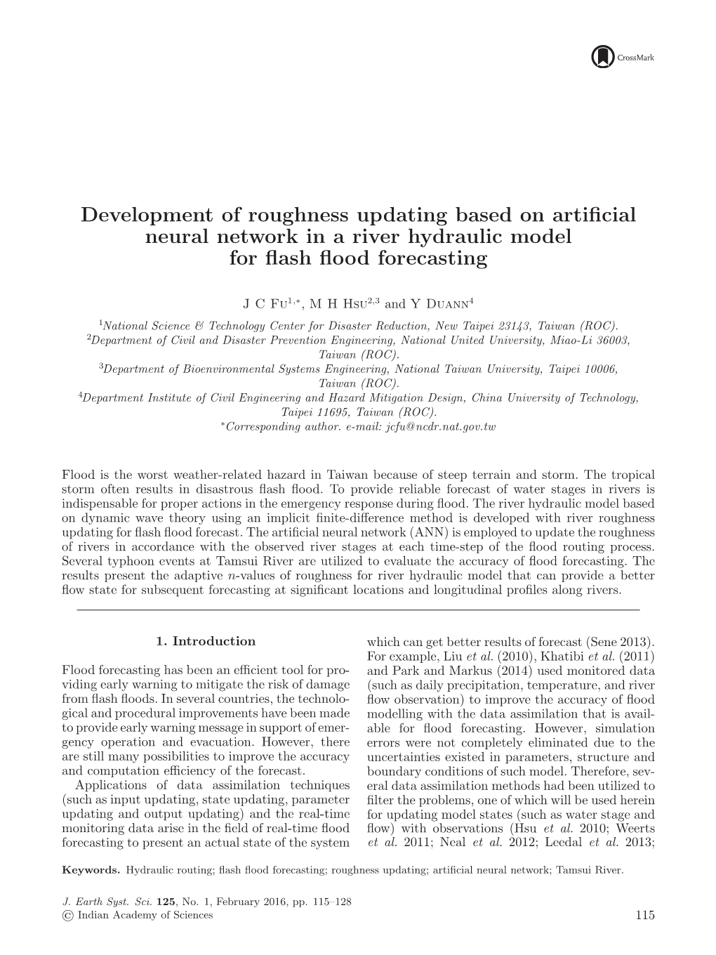 Development of Roughness Updating Based on Artificial Neural Network In