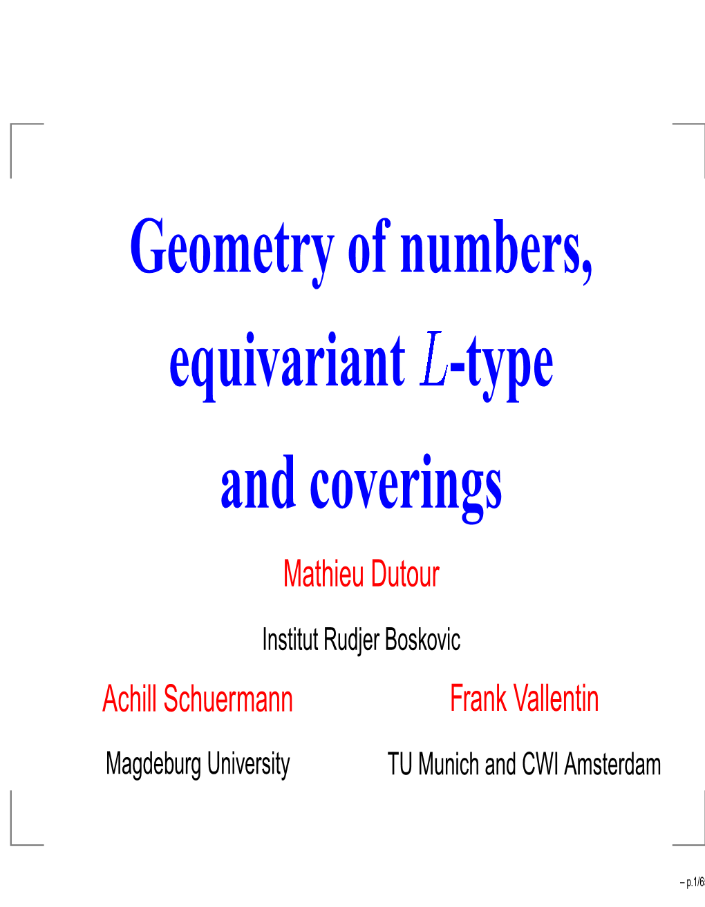 Geometry of Number