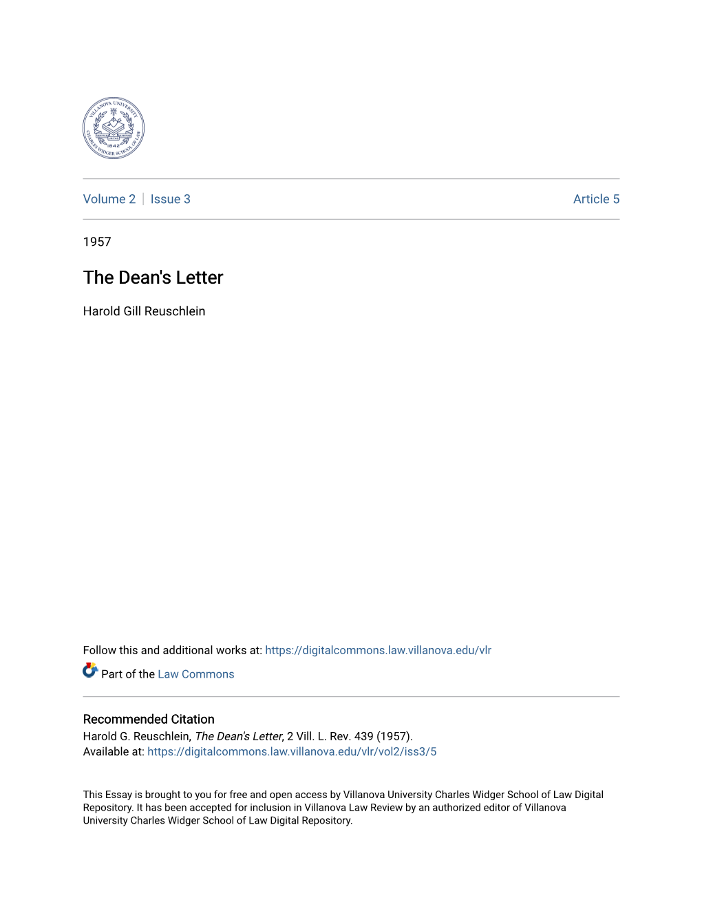 The Dean's Letter