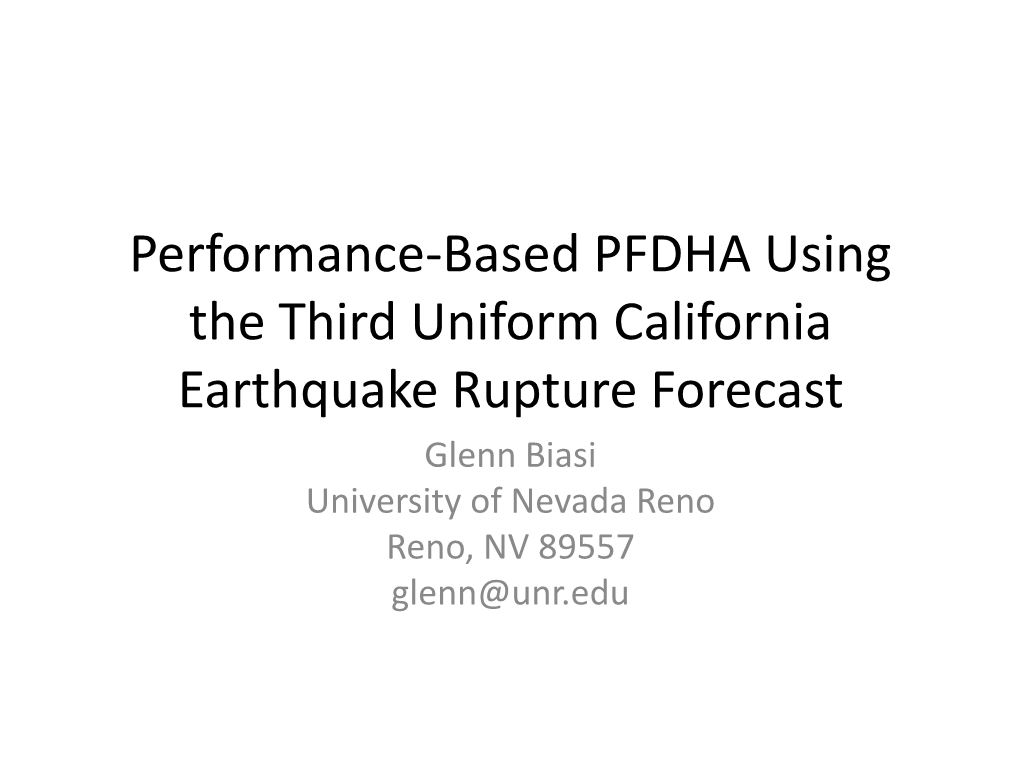 Performance-Based UCERF3 Fault Crossing PFDHA SCEC 2016