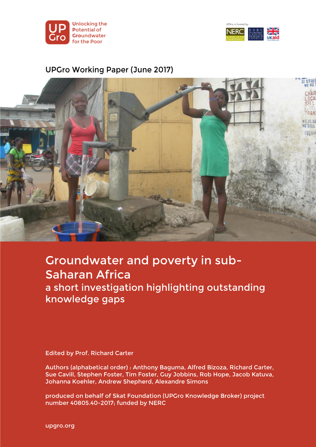 Groundwater and Poverty in Sub- Saharan Africa a Short Investigation Highlighting Outstanding Knowledge Gaps