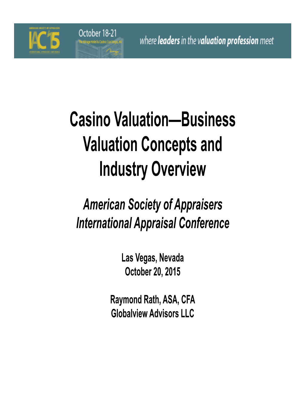 Casino Valuation Presentation