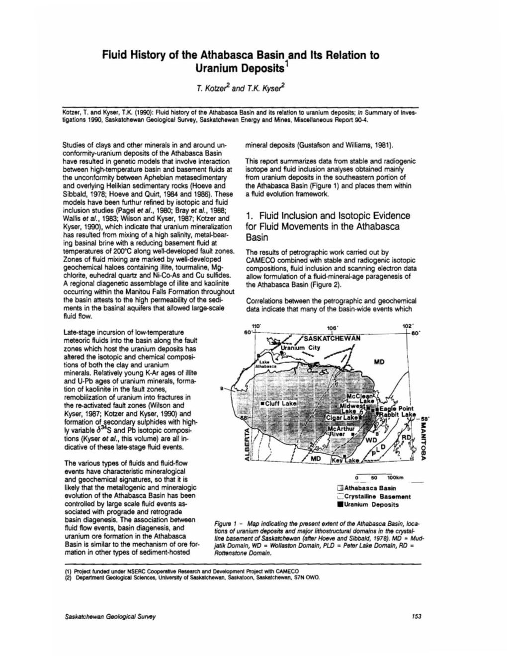 Fluid History of the Athabasca Basin and Its Relation to Uranium Deposits 1