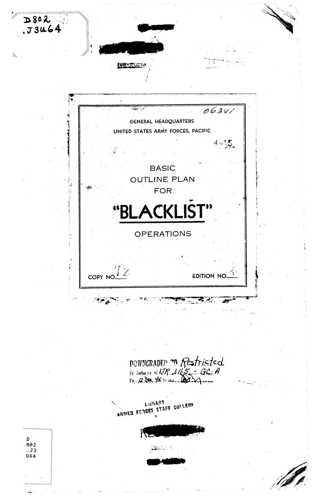 Basic Outline Plan for Blacklist Operations