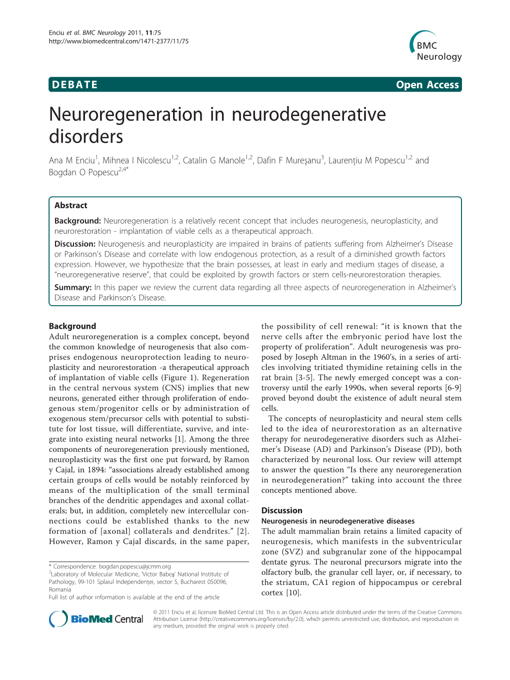 Neuroregeneration in Neurodegenerative Disorders