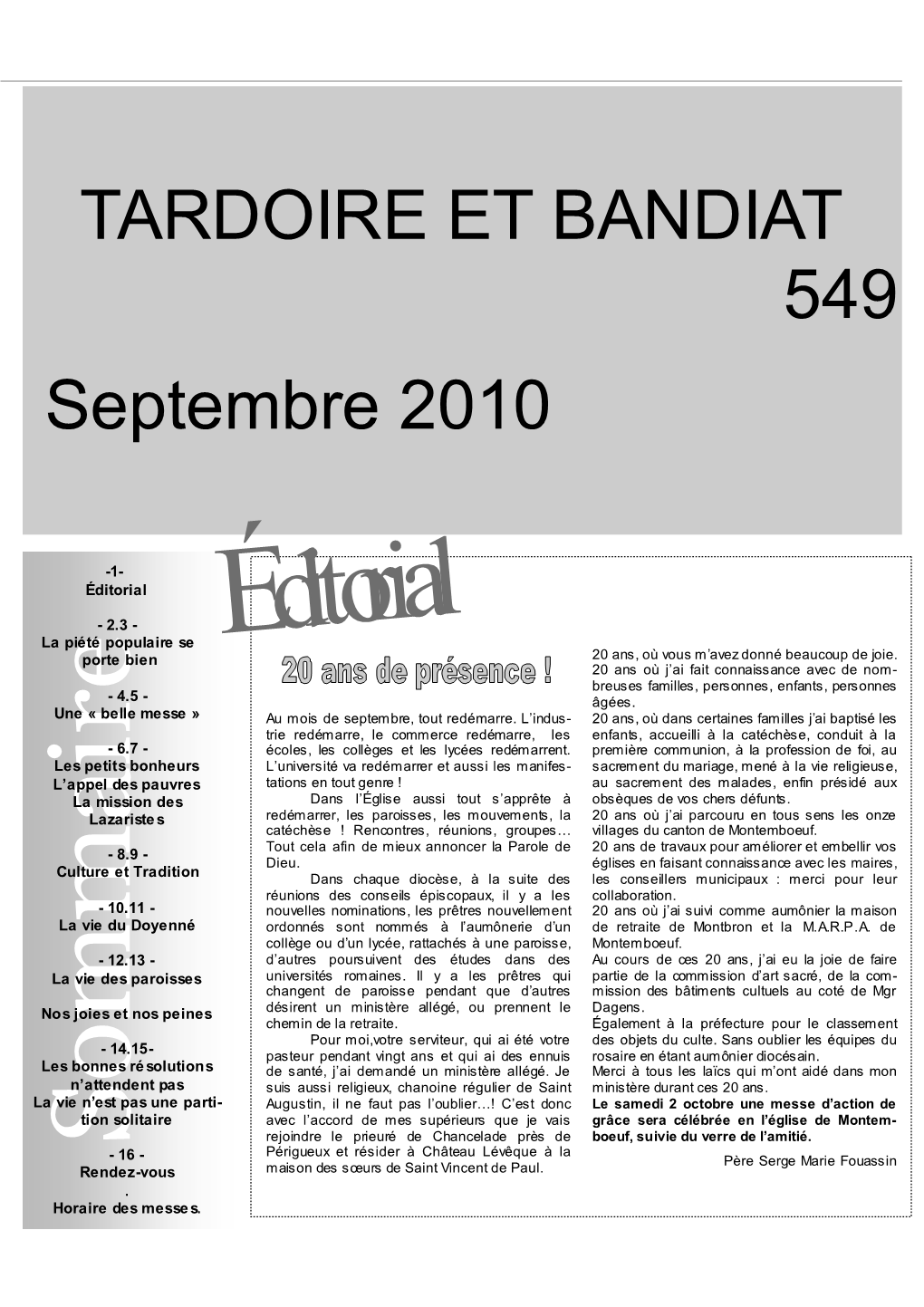 TARDOIRE ET BANDIAT 549 Septembre 2010