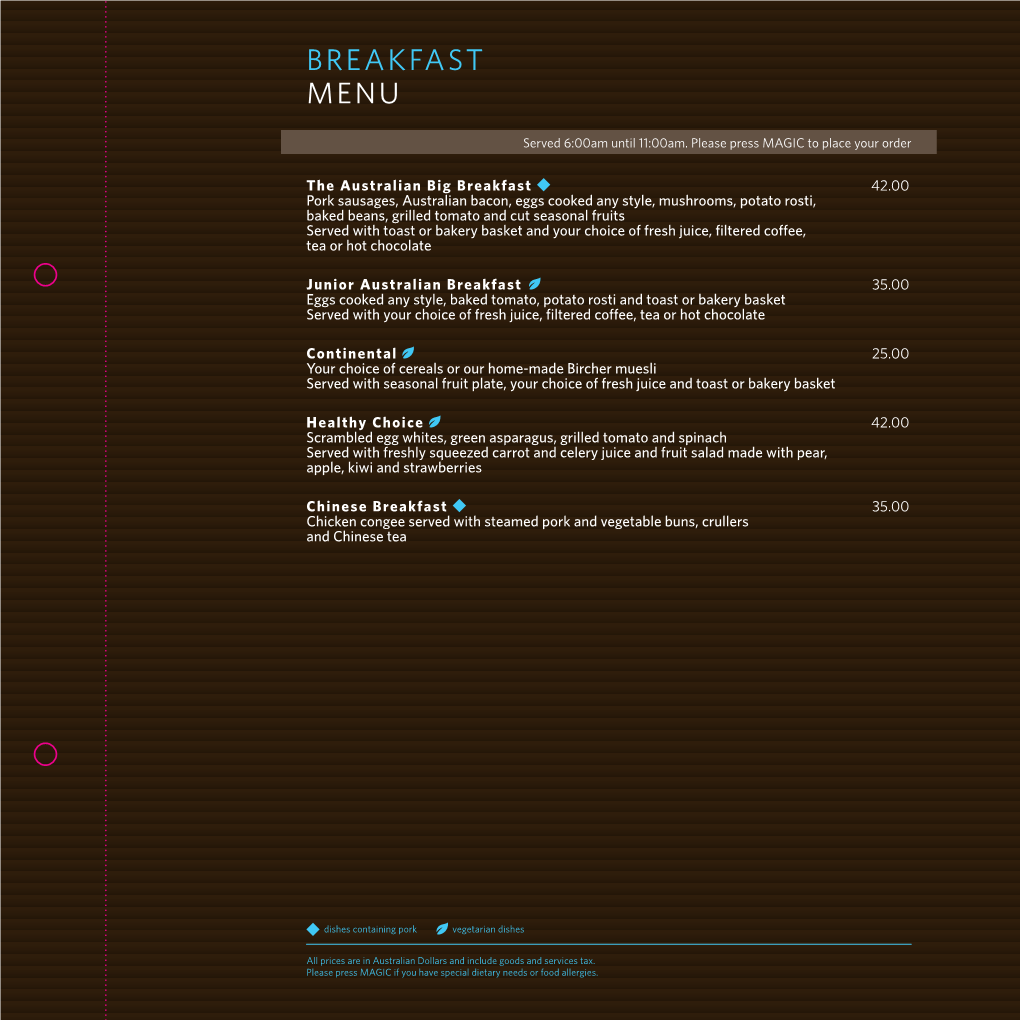 Breakfast Menu