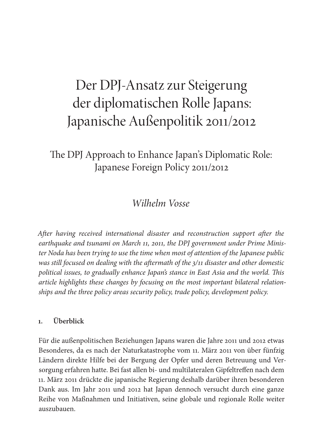 Japanische Außenpolitik 2011/2012