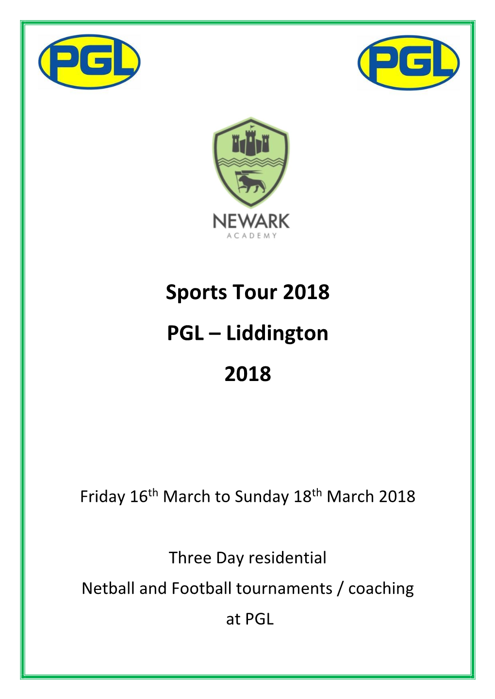 Sports Tour 2018 PGL – Liddington 2018