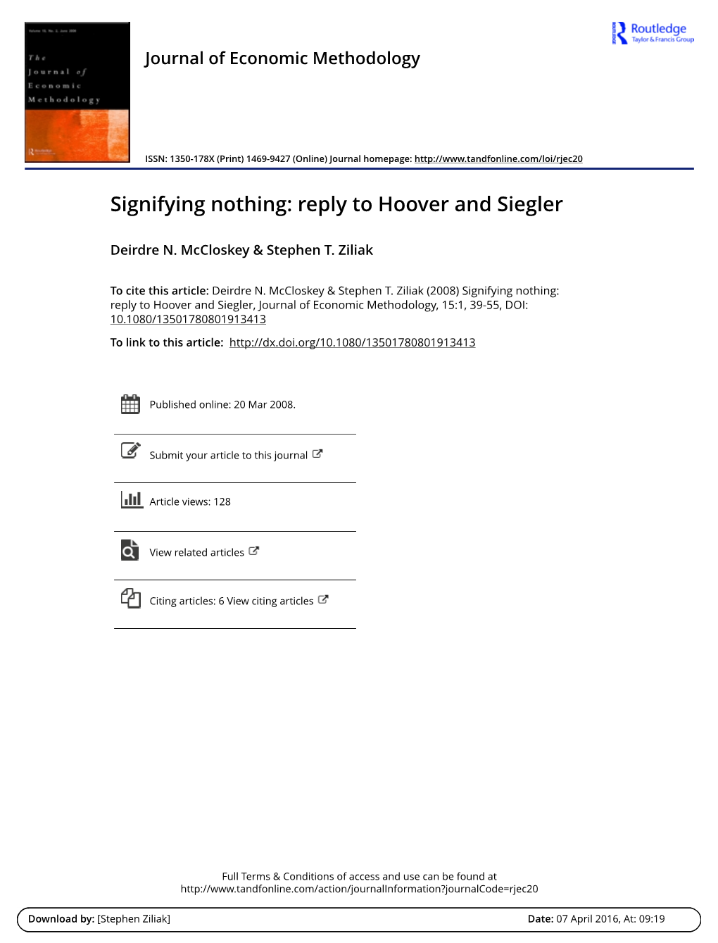 Signifying Nothing Reply to Hoover and Siegler 2008