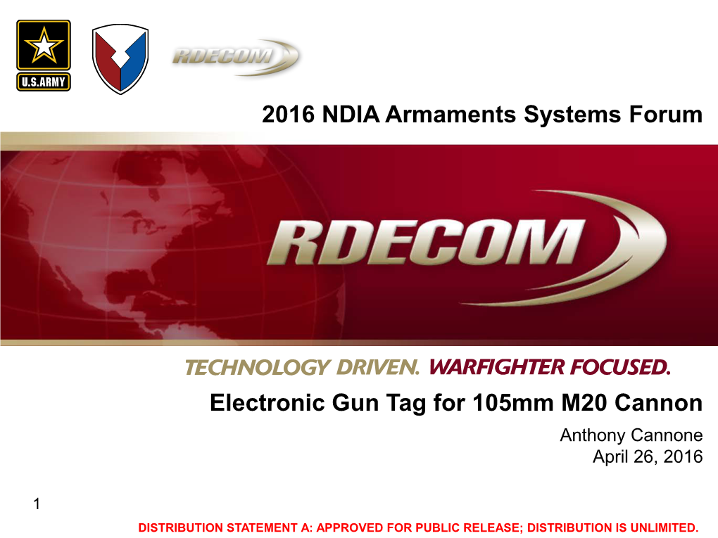 Electronic Gun Tag for 105Mm M20 Cannon Anthony Cannone April 26, 2016