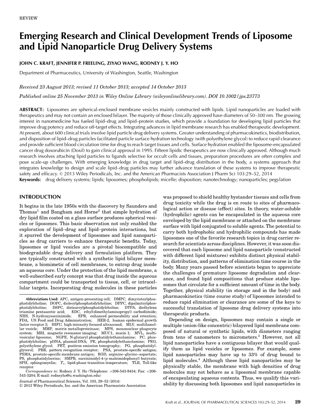 Emerging Research and Clinical Development Trends of Liposome and Lipid Nanoparticle Drug Delivery Systems