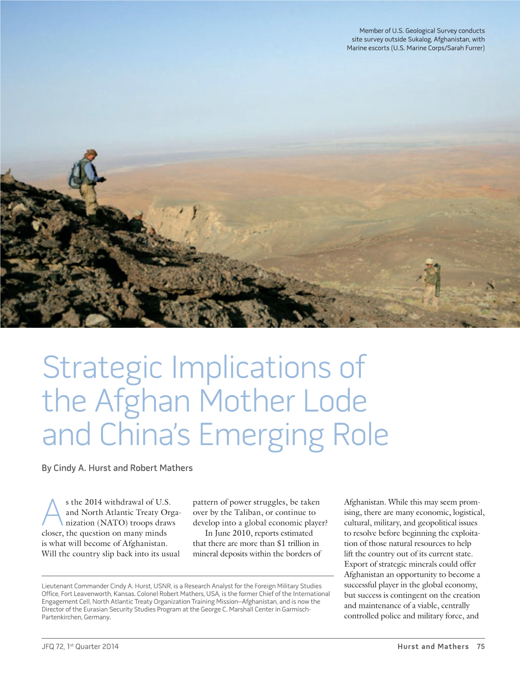 Strategic Implications of the Afghan Mother Lode and China's Emerging