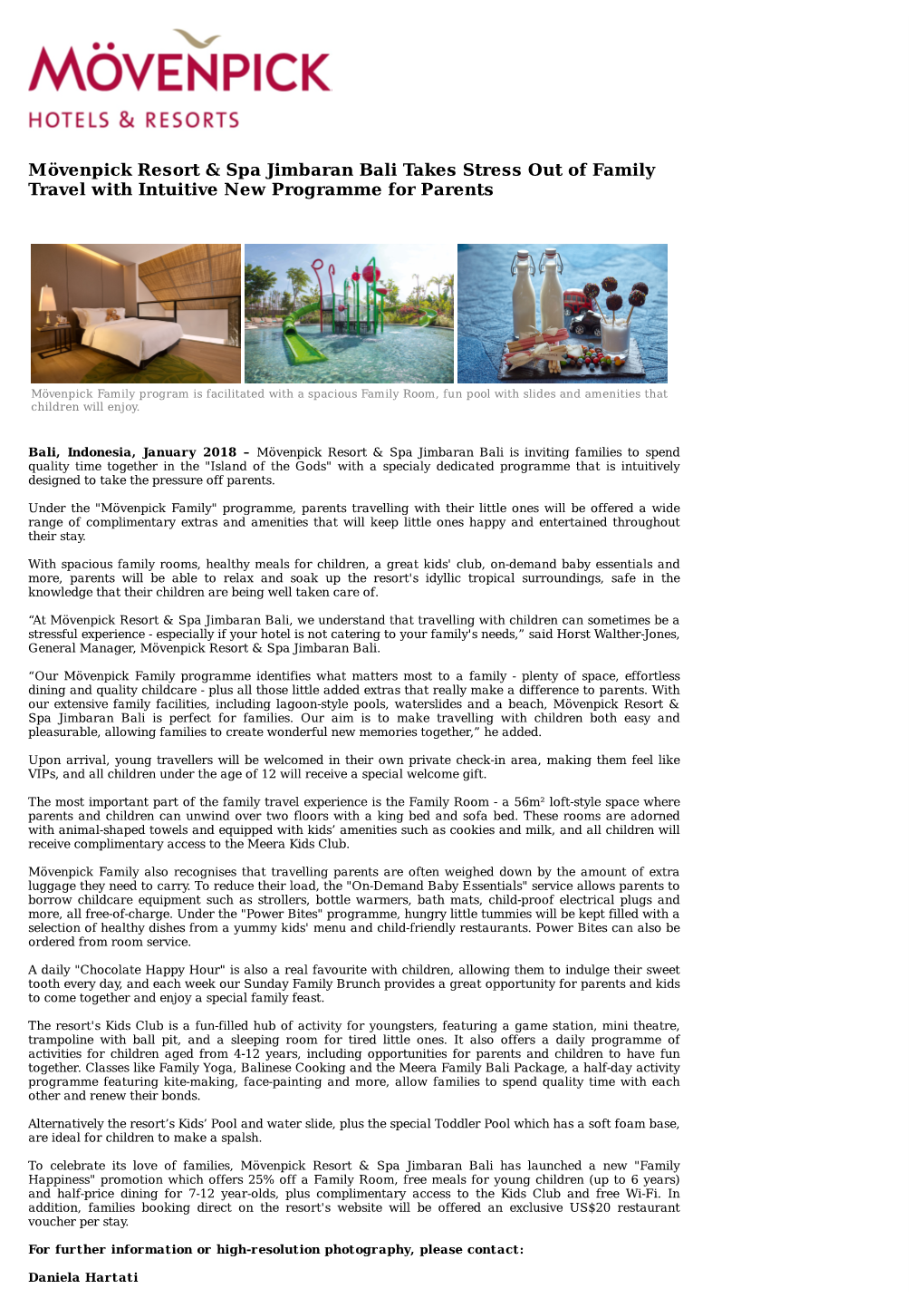 Mövenpick Resort & Spa Jimbaran Bali Takes Stress out of Family