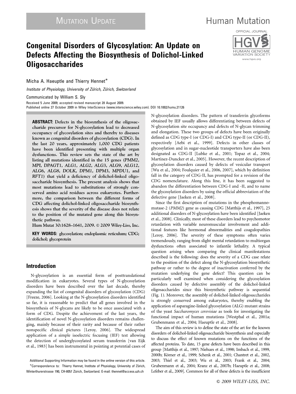 Congenital Disorders of Glycosylation: an Update on Defects Affecting the Biosynthesis of Dolichol-Linked Oligosaccharides