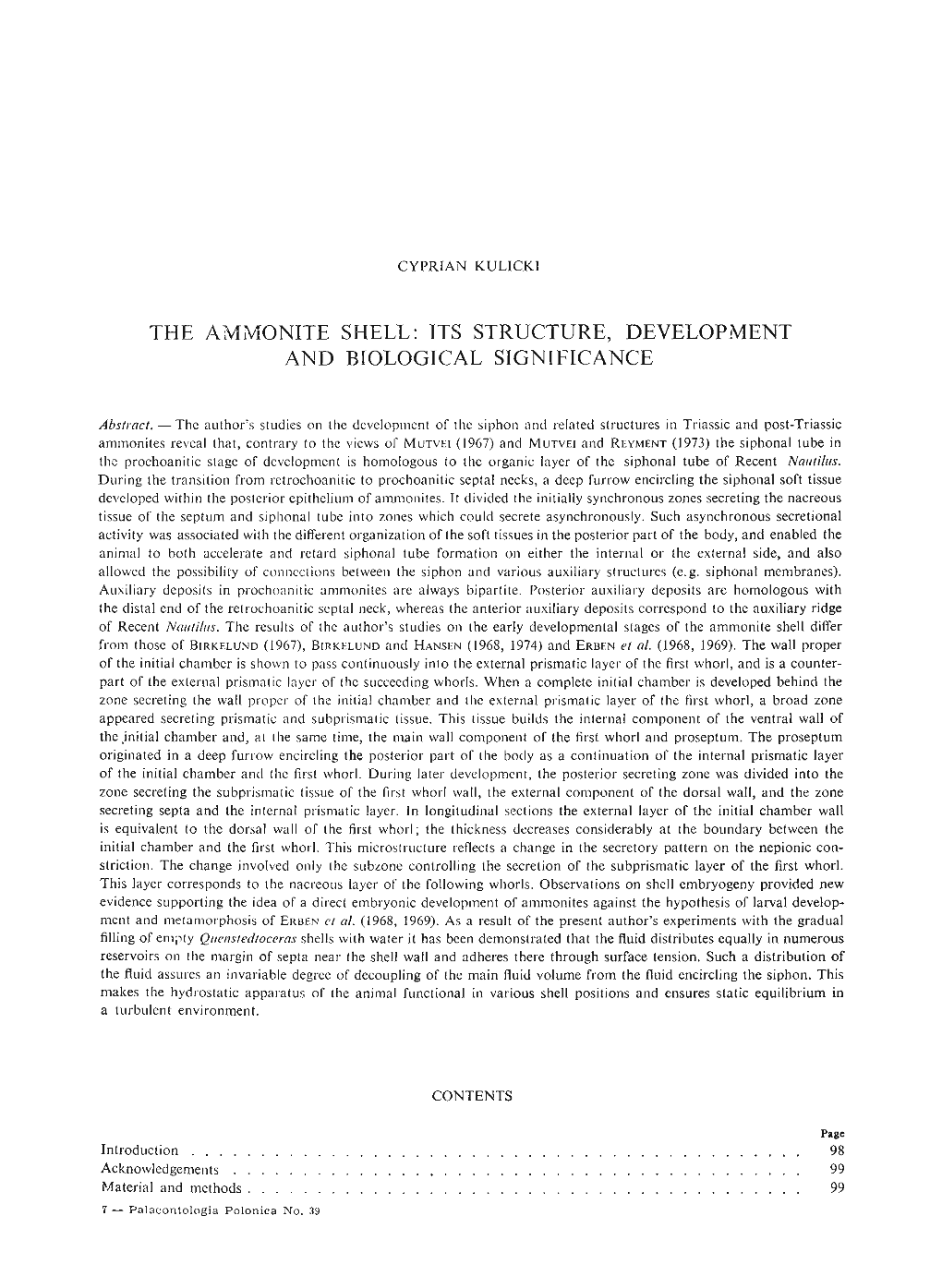 THE AMMONITE SHELL -.: Palaeontologia Polonica