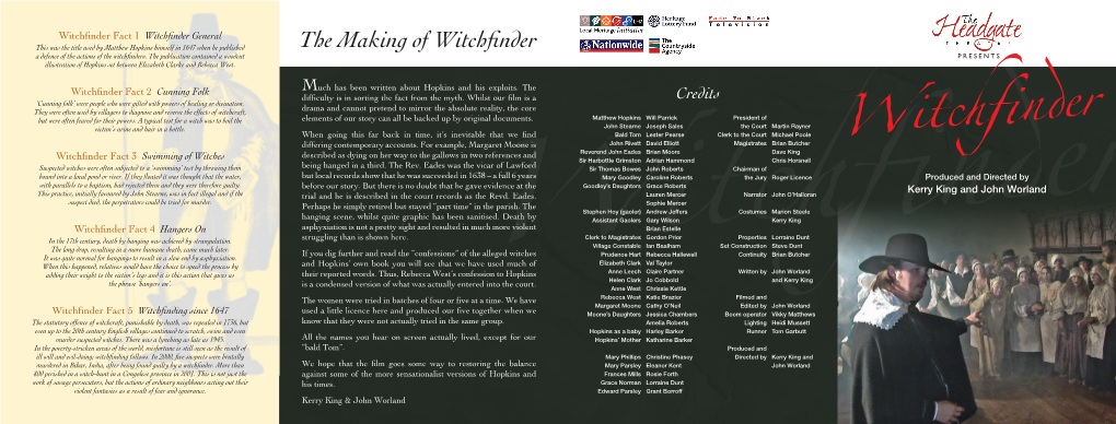 The Making of Witchfinder a Defence of the Actions of the Witchfinders
