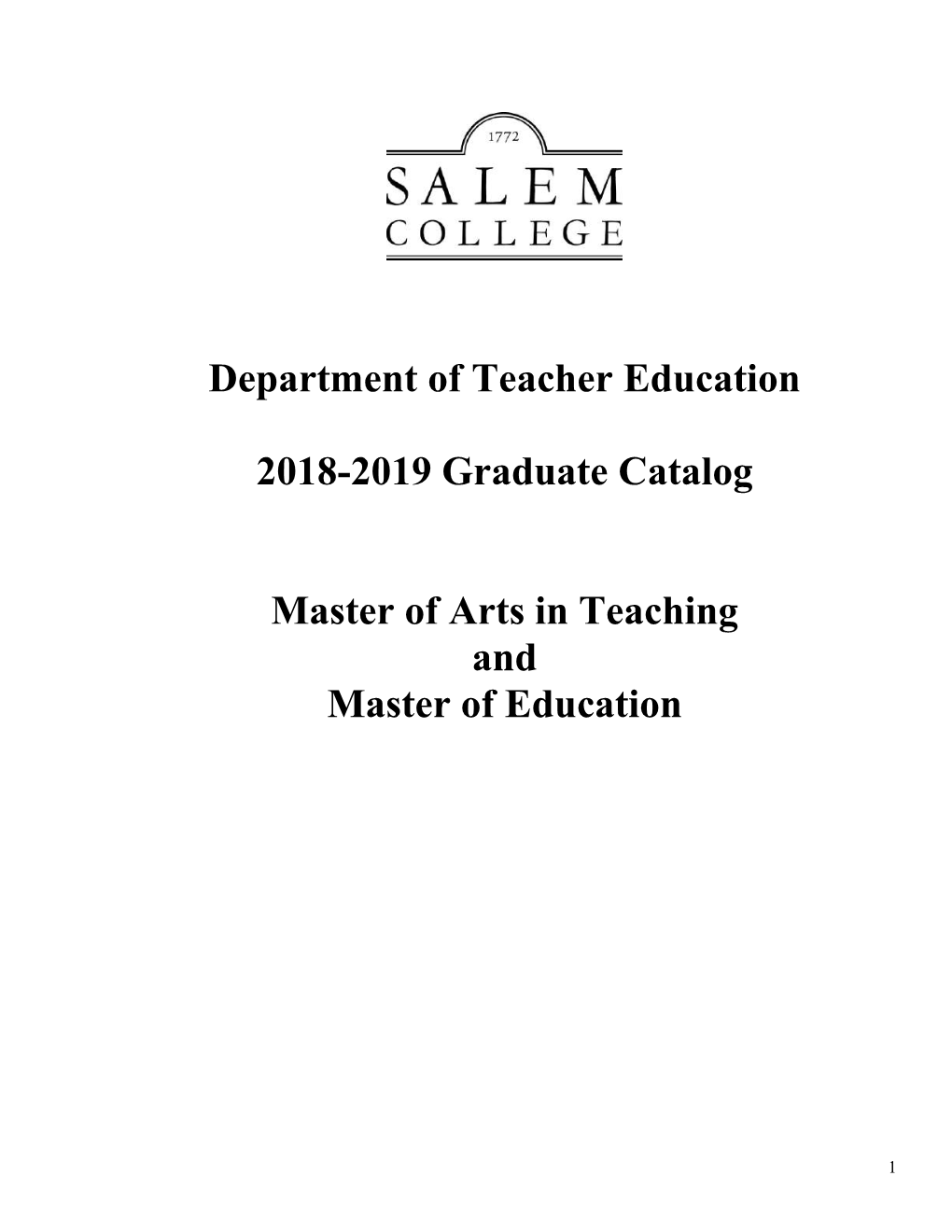 Department of Teacher Education 2018-2019