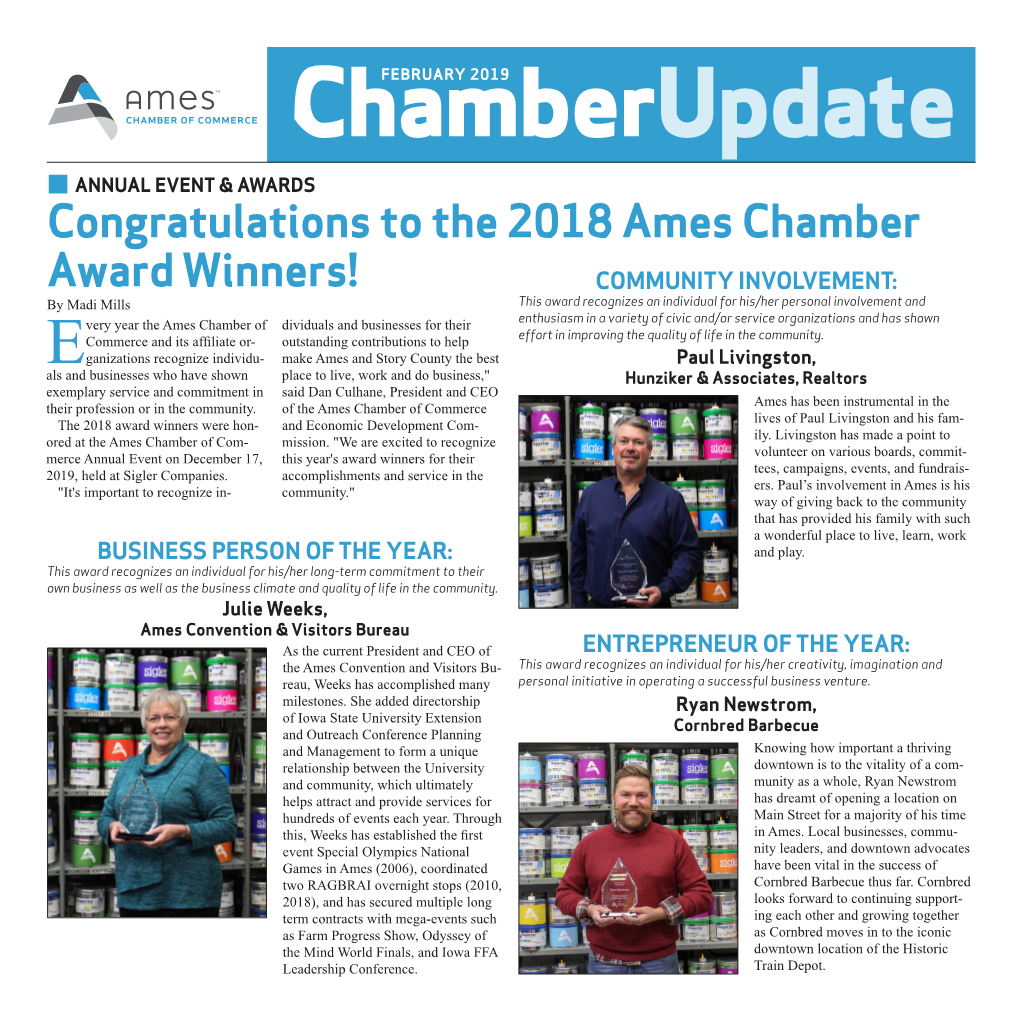 Congratulations to the 2018 Ames Chamber Award Winners!