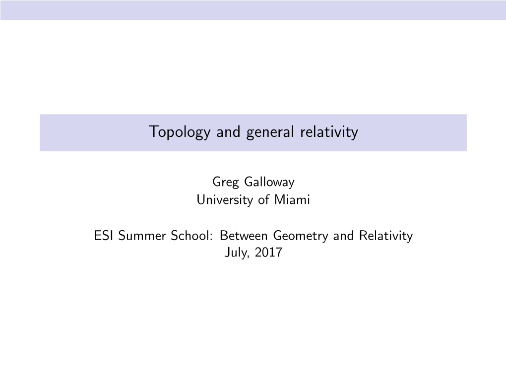 Topology and General Relativity