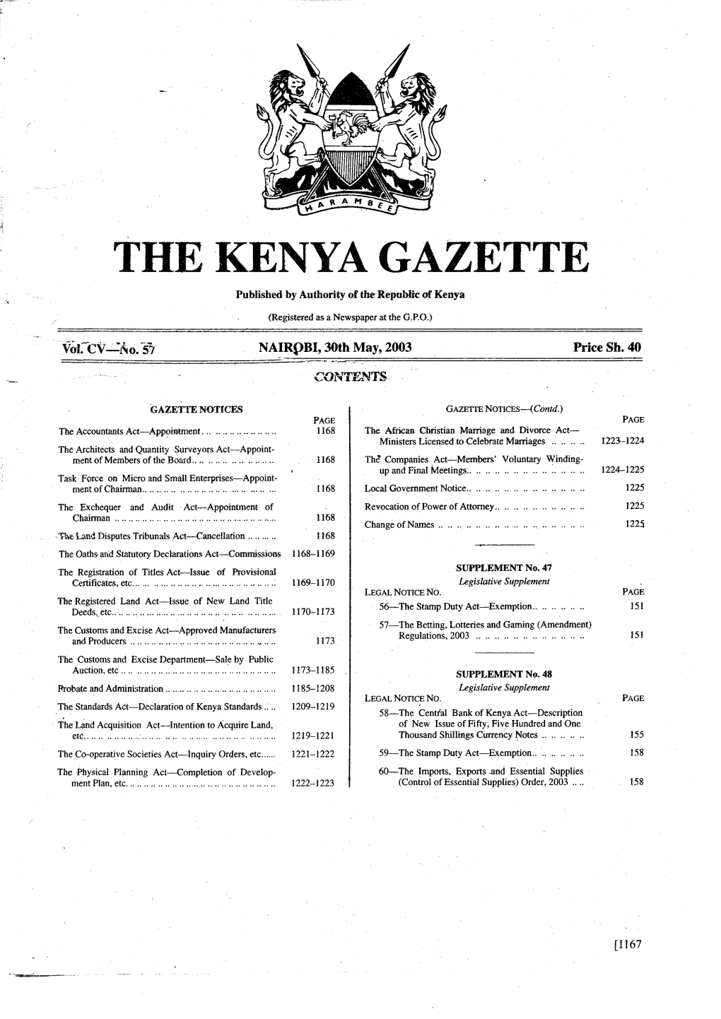 *He Kenya Gazette