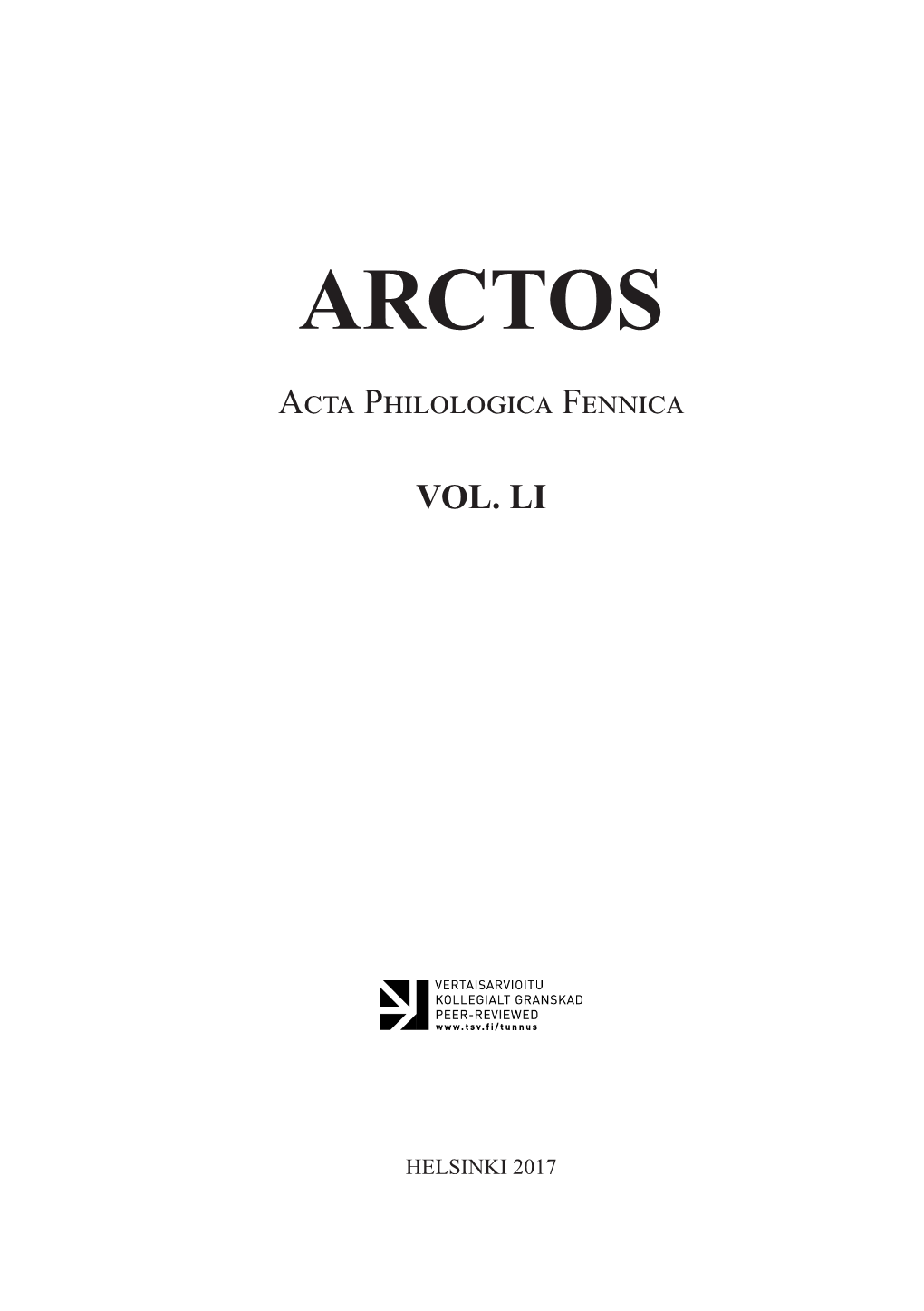 ARCTOS Acta Philologica Fennica