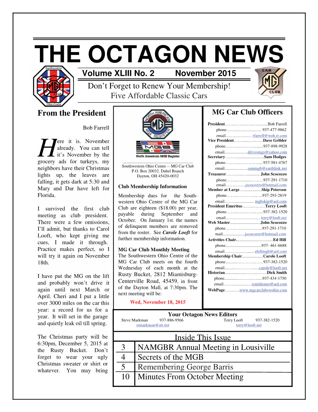 THE OCTAGON NEWS Volume XLIII No