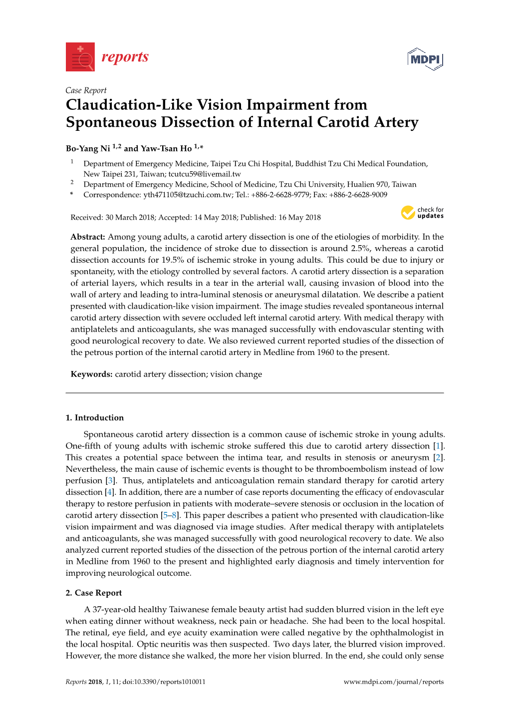 Claudication-Like Vision Impairment from Spontaneous Dissection of Internal Carotid Artery