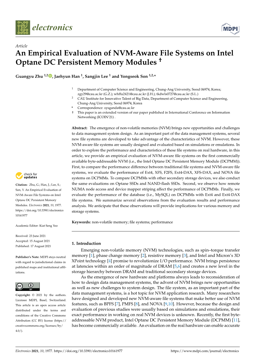 An Empirical Evaluation of NVM-Aware File Systems on Intel Optane DC Persistent Memory Modules †