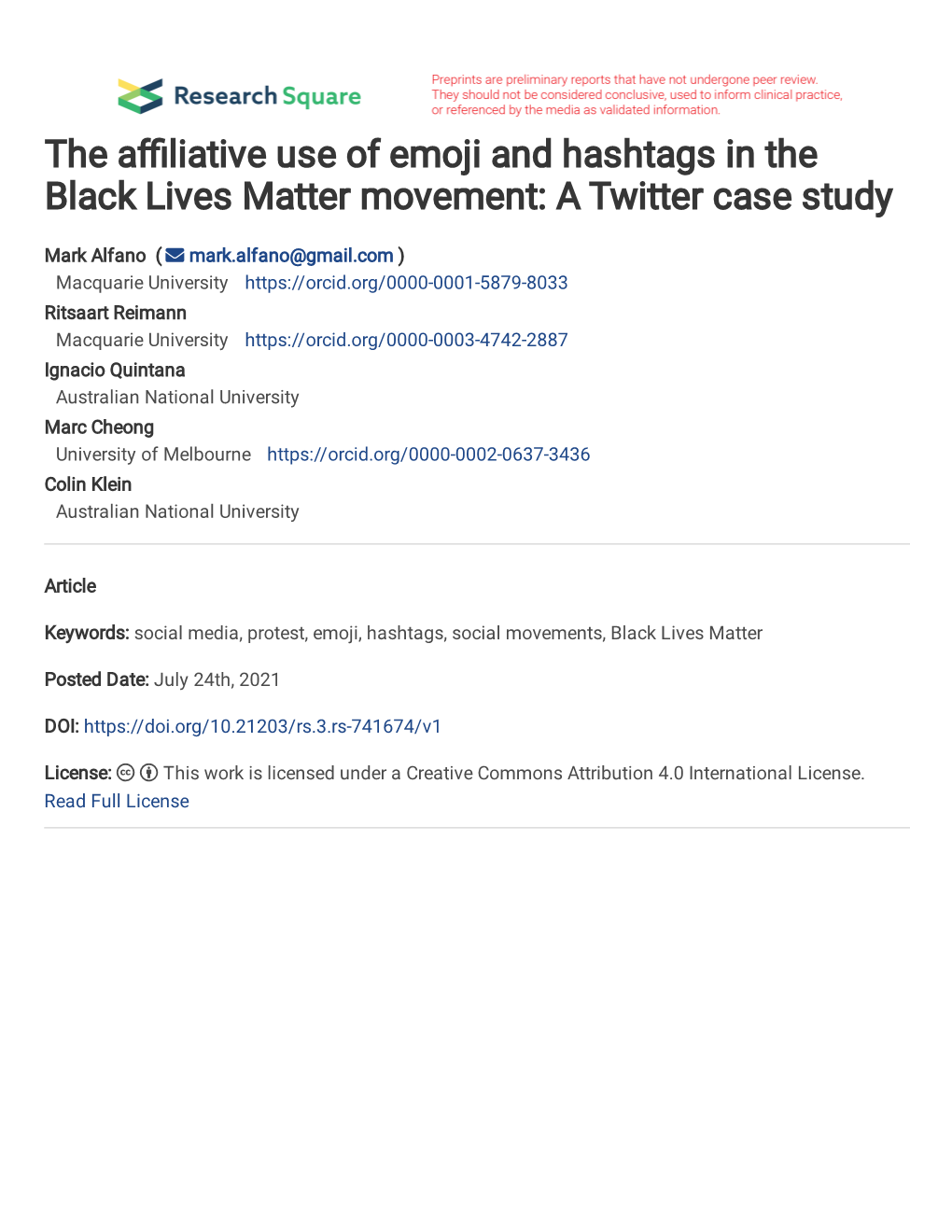 The a Liative Use of Emoji and Hashtags in the Black Lives Matter